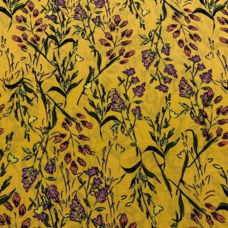 Viscosa Estampada Flores fondo Amarillo