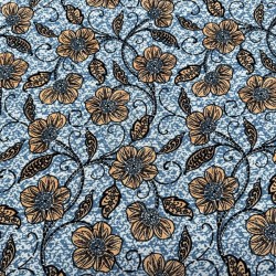 Lino Viscosa Estampado Flores Naranja
