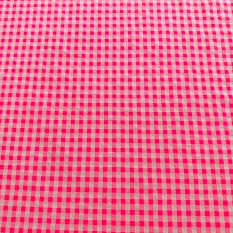 Seersucker Cuadros Rosa Fluor