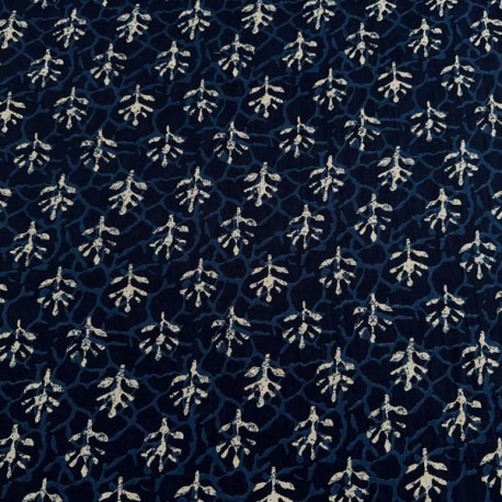 Batista Verano Estampada Hojas fondo Azul