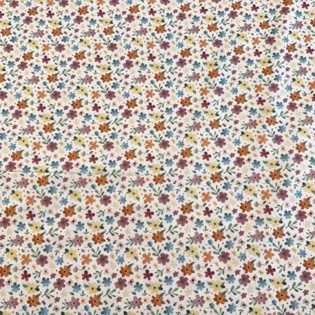 Popelin Algodón Flores fondo Blanco