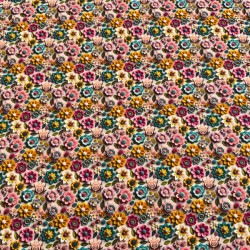 Popelin Algodón Flores Rosa