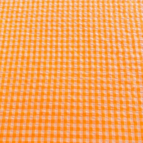 Seersucker Cuadros Pequeños Amarillo Fluor