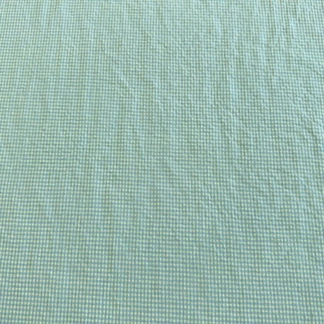 Seersucker Cuadros Pequeños Verde Claro Celeste