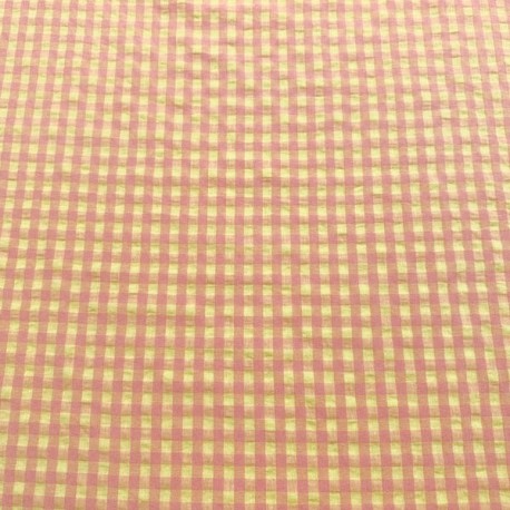 Seersucker Cuadros Medianos Amarillo Salmón