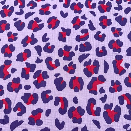 Doble Gasa Animal Print Lila (Muselina)