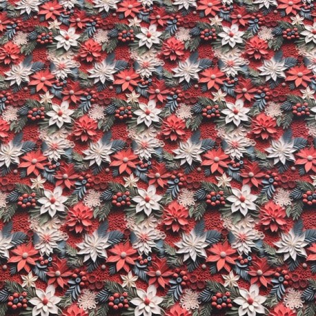 Popelin Algodón Navidad Flower
