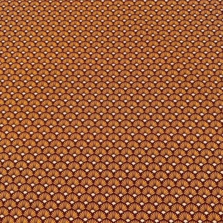 Popelin Algodón Abanicos fondo Marrón