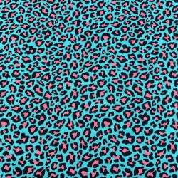 Popelin Algodón Animal Print Azul Turquesa