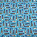 Popelin Algodón Peces fondo Azul Turquesa