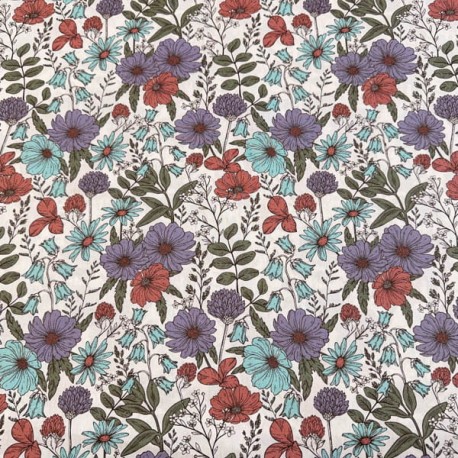 Popelin Algodón Flores Grandes
