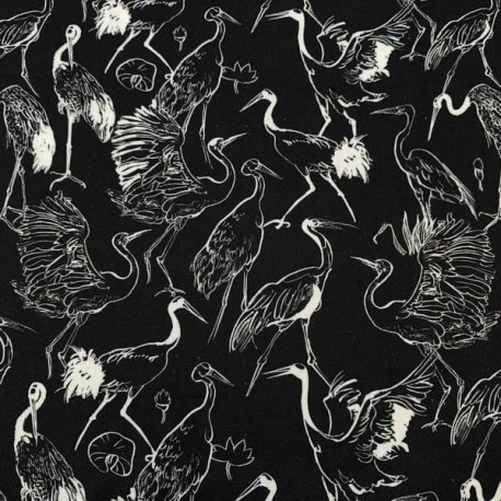 Viscosa Lino Estampado Grullas