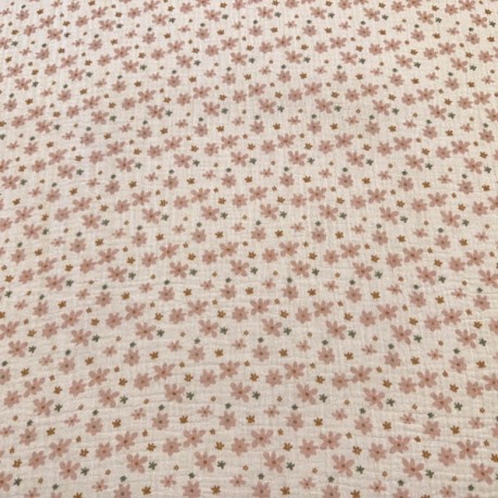 Doble Gasa Flores Rosas (Muselina)