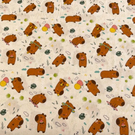 Popelin Algodón Capibaras