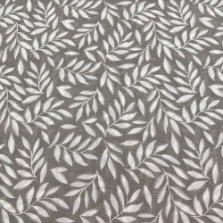 Loneta Hojas Blancas fondo Gris