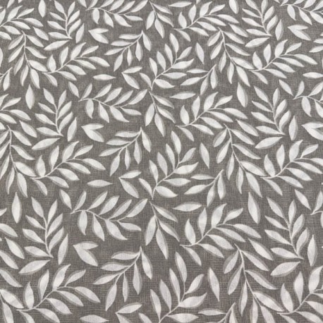 Loneta Hojas Blancas fondo Gris