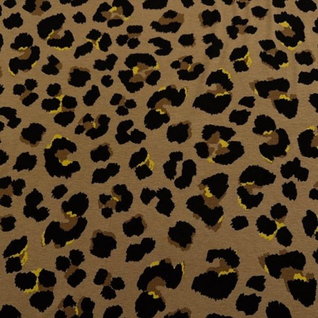 Punto de Viscosa Estampado Animal Print Marron