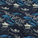 Popelin Acolchado Doble Estampado Pagodas y Peces