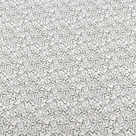Popelin Algodón Hojas Pequeñas fondo Blanco