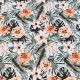 Lycra de Bañador Estampado Flores fondo Celeste
