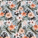 Lycra de Bañador Estampado Flores fondo Celeste
