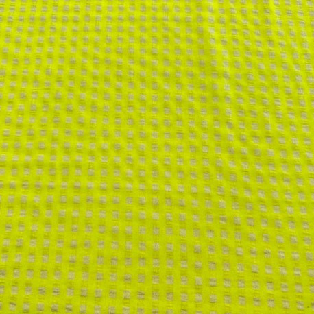 Seersucker Cuadros Medianos Amarillo Fluor