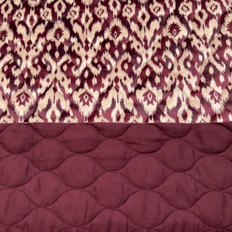 Acolchado Terciopelo Estampado Vintage Granate