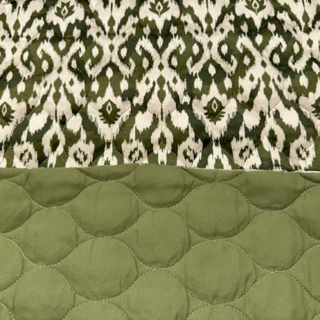 Acolchado Terciopelo Estampado Vintage Verde