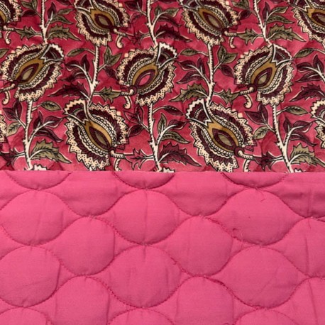 Acolchado Terciopelo Estampado Cachemira Granate